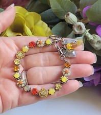 Pulseira MARIANA Pavé Swarovski cristal abóbora especiarias sol amarelo prata envelhecida comprar usado  Enviando para Brazil