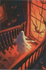 Estojo de escada fantasma brilho fogo ~ cartão de imagem de Halloween 4"x6" 8119.1 MR ALE comprar usado  Enviando para Brazil