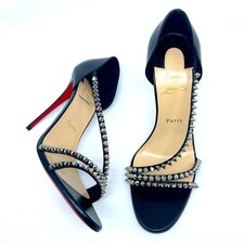 Christian Louboutin So Spike 100 Preto Prata Tira no Tornozelo Sandália Salto Bomba UE 40 comprar usado  Enviando para Brazil