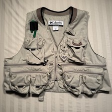 Usado, Colete de pesca Columbia PFG masculino grande cáqui multi bolso utilitário zíper frontal FM100 comprar usado  Enviando para Brazil