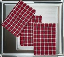 Novo Conjunto de 3 Parque Importações e Design Xadrez Tear Borgonha Prato de Mão Toalha de Cozinha comprar usado  Enviando para Brazil