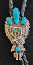 Gravata Bolo Vintage Doris Smallcanyon Turquesa e Prata Navajo Kachina Dancer., usado comprar usado  Enviando para Brazil