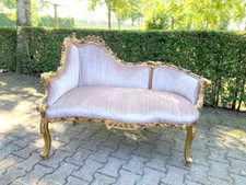 Sofá de canto Louis XVI vintage rosa veludo dourado faia francês neoclássico década de 1950 comprar usado  Enviando para Brazil