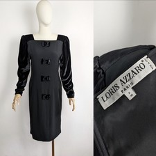 Usado, Vintage Loris Azzaro Paris Vestido Laço de Veludo Preto Feito na Itália comprar usado  Enviando para Brazil