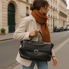 Bolsa de mão Salvatore Ferragamo grão sofia marrom escuro 100% couro autêntico comprar usado  Enviando para Brazil