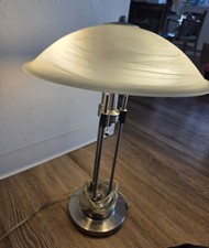 Abajur de mesa estilo Art Deco cromado com abajures de vidro fosco base cúpula prata comprar usado  Enviando para Brazil