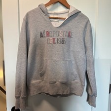 Moletom com capuz Aeropostale Y2K logotipo soletrado cinza rosa pulôver grande comprar usado  Enviando para Brazil
