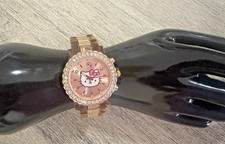 Relógio feminino Hello Kitty vintage com cristais estampa de leopardo pulseira de elos cor dourada comprar usado  Enviando para Brazil