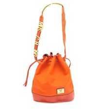 Bolsa balde Moschino vintage laranja nylon couro cordão letras douradas, usado comprar usado  Enviando para Brazil