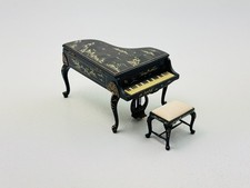 Móveis vintage para casa de bonecas para casa de bonecas sala de música de madeira 1:12 piano de cauda e banco comprar usado  Enviando para Brazil
