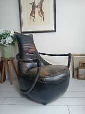 Leather armchair steel for sale  SKIPTON