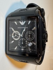 Estojo quadrado cronógrafo preto masculino Emporio Armani com pulseira de borracha modelo AR-0658 comprar usado  Enviando para Brazil