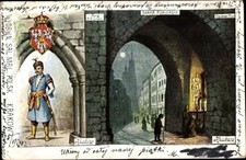 Litho Kraków Krakow Polska, Brama Floryanska, herb - 10705419 na sprzedaż  Wysyłka do Poland