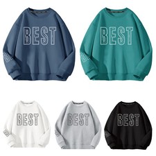 Moletom masculino moda pulôver decote redondo blusa de caminhada hip-hop, usado comprar usado  Enviando para Brazil