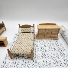 Móveis para casa de bonecas cama cômoda madeira carvalho claro solteiro crianças adolescentes convidado comprar usado  Enviando para Brazil