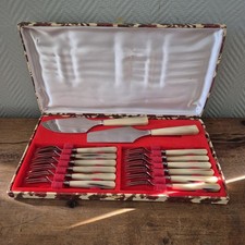 Juego de servir pasteles vintage incluye servidor, 12 tenedores en caja utensilios pastelería segunda mano  Embacar hacia Mexico