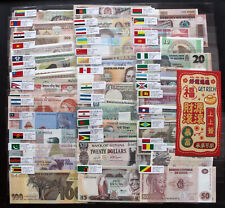 100 Billetes Extranjeros 50 Países Billetes del Mundo Banderas Chinas Inglesas Regalo segunda mano  Embacar hacia Mexico