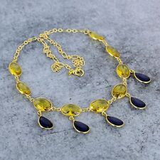 Colar feminino citrino, pedra preciosa de ametista prata esterlina 925 elo de joias comprar usado  Enviando para Brazil