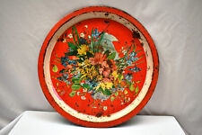 Bandeja de lata vermelha vintage colorida design floral desgastado decoração rústica meados do século comprar usado  Enviando para Brazil
