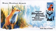 23-248, 2023, Animais da Floresta de Inverno, Capa de Primeiro Dia, Carimbo Postal Pictórico, Raposa, comprar usado  Enviando para Brazil