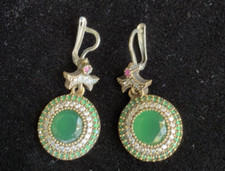 Brincos vintage de prata esterlina com diamante rubi esmeralda Império Otomano Turco CZ comprar usado  Enviando para Brazil
