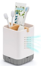 Suporte para escova de dentes e pasta de dentes com divisor de bambu para bancada de banheiro , usado comprar usado  Enviando para Brazil