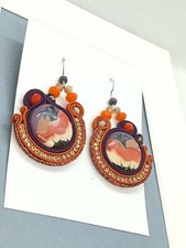 Orecchini soutache arancio usato  Matera