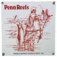 VINTAGE PENN REELS PLACA DE PORCELANA VARA DE PESCA COM MOSCA EQUIPAMENTO YO ZURI RAPALA GASÓLEO, usado comprar usado  Enviando para Brazil