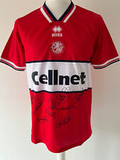 Camisa retrô Middlesbrough 1997/98 assinada por 9 - PROVA/COA - Branca Festa Merson, usado comprar usado  Enviando para Brazil