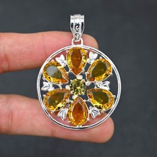 Colgante de plata de ley 925 con piedras preciosas de citrino amarillo hecho a mano joyería regalo para segunda mano  Embacar hacia Mexico