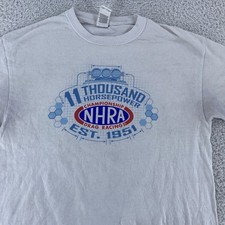 Camisa masculina NHRA Drag Racing branca média 11 mil cavalos de potência nitro carro engraçado comprar usado  Enviando para Brazil