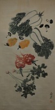 Vintage Chinês Pendurar Parede Legumes Aquarela Pintura Scroll-Qi Baishi, usado comprar usado  Enviando para Brazil