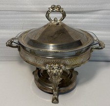 Ornate Marinex Silverplate Chafing Dish Buffet Server com tampa de tigela de vidro Brasil, usado comprar usado Ornate Marinex Silverplate Chafing Dish Buffet Server com tampa de tigela de vidro Brasil, usado comprar usado  Enviando para Brazil