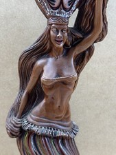 Coco Joes Hawaii Ręcznie rzeźbiona Drewno Hapa Tahitańska tancerka Hula Figurka 13" na sprzedaż  Wysyłka do Poland