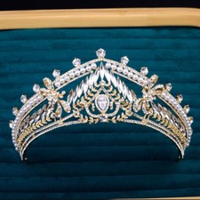 Tiara de ouro luxo 6 cm de altura coroa pérola cristal CZ casamento noiva rainha princesa  comprar usado Tiara de ouro luxo 6 cm de altura coroa pérola cristal CZ casamento noiva rainha princesa  comprar usado  Enviando para Brazil