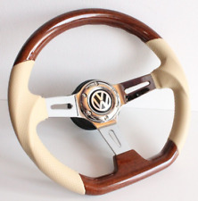 Volante serve para VW Wood Flat Bege Couro Fusca 1200 1300 1302 1303  comprar usado  Enviando para Brazil