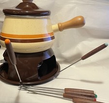 Conjunto de fondue vintage de porcelana esmaltada em aço década de 1970 retrô excelente 2,5 qt comprar usado  Enviando para Brazil