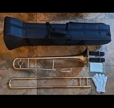 Bb Tenor Slide Trombone Bronze Banda Instrumento B Chave Plana com Estojo Bocal, usado comprar usado  Enviando para Brazil