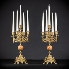 Usado, Par de candelabros | Dois castiçais de bronze meados dos anos 1900 | Vintage barroco | 16,9"_ comprar usado  Enviando para Brazil