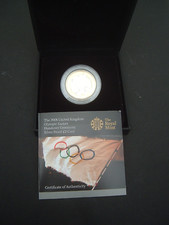 Reino Unido. Elizabeth II. 2008 £ 2 libras prata (0,925) à prova.  Entrega de bandeira olímpica comprar usado  Enviando para Brazil