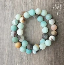 Pulseras elásticas de piedra preciosa natural mate amazonita curación Reiki 6 mm 8 mm 10 mm segunda mano  Embacar hacia Mexico