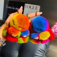 Uma peça 4" Multicoor real pele de coelho bolsa charme chaveiro bolsa telefone pingente comprar usado  Enviando para Brazil