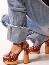 Usado, Sandália Free People Jeffrey Campbell Farrah plataforma de madeira salto marrom 9 NOVA comprar usado  Enviando para Brazil