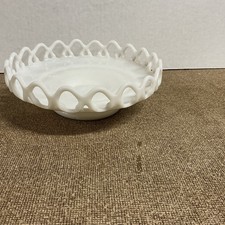 Pedestal de borda aberta vintage tigela de frutas vidro leitoso sem marca 8” diâmetro comprar usado  Enviando para Brazil
