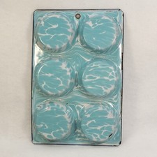 Esmalte primitivo redemoinho verde água e branco 6 xícaras panela de muffin acabamento azul cobalto comprar usado  Enviando para Brazil