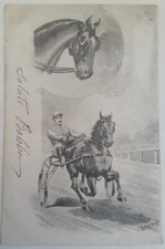 Usado, CARTOLINA CAVALLO CORSA TROTTO DIENST FIRMATA HORSE POSTEKARTE PALIO CAVALLI comprar usado  Enviando para Brazil