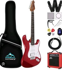 Kit inicial de guitarra elétrica iniciante 39 polegadas tamanho completo com estojo, alça, amplificador 10W, Stri comprar usado  Enviando para Brazil