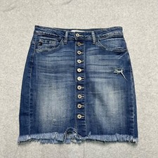 Mini-saia KanCan Jean feminina média Lucy cintura alta bainha franjida elástica desgastada comprar usado  Enviando para Brazil
