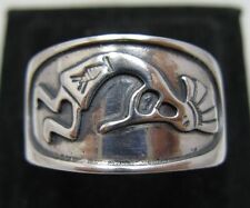Elegante Anel De Prata Esterlina Genuíno Banda Mexicana sólido 925 Kokopelli Feito À Mão comprar usado  Enviando para Brazil
