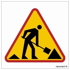 Znak drogowy  budowlany  - Roboty na drodze 30x30cm płyta PCV wodoodporna   na sprzedaż  PL